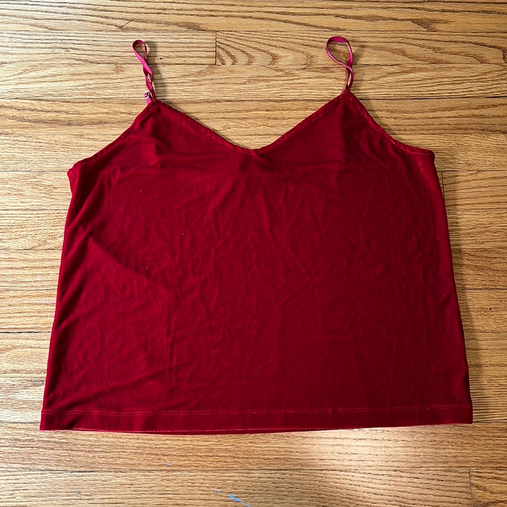 Red Velour Vintage Loose Fitting Tank Top